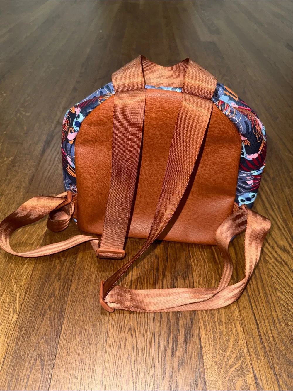 Loungefly Stitch Tropical Leaf Mini Backpack - Navy, Red & Brown